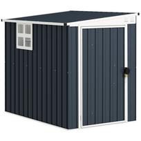 4 x 6ft Garden Metal Shed, Outdoor Storage Shed with Window, 2 Vents and Lockable Door for Garden, Patio, Dark Grey 193 x 128 x 181 cm tamsiai pilka spalva