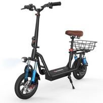 i12 Electric Scooter adult 120kg with seat - 12 inches Range 35km 36V7.5Ah Double front shock absorbers, Black