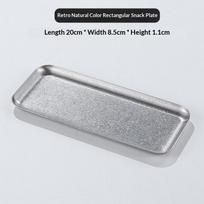 Retro Stainless Steel Trays, Sushi Plates, Snack Plates, Pastry Plates, Oval Shallow Trays, Industrial-Style Tableware D