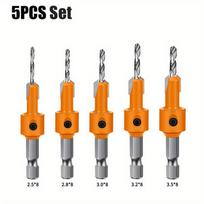 5/7pcs Countersink Drill Bit Set, 8Mm Round Shank, Conical Sizes 2.8-4.0Mm for Woodworking, Screw, Hole Drilling & Opening Tools 7pcs