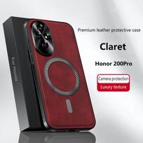 For Honor 200 Pro Case Magnetic Elegant Leather Wear-Resistant Lens Fully Covered Non-Slip Grip Edge Cover Shell Honor 200 Pro brown