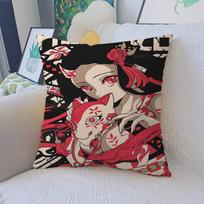 Demon Slayer Nezuko Kamado Animacinis 45*45cm Pagalvės užvalkalas Dekoratyvinis pagalvės užvalkalas Namų pagalvės užvalkalas Sofos pagalvei 30cmx30cm black