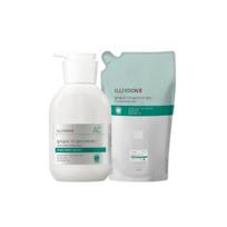 ILLIYOON Cica Acne Clear Body Wash Back Acne Care Soothing Cleanser Set 400ml + 400ml Refill white