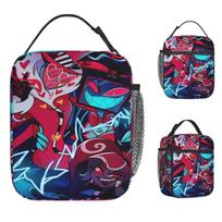 Art Hazbined Hotels Vox Musical Comedy Insulated Lunch Bags Leakproof Lunch Container Cooler Bag Tote Lunch Box Travel Men Women One Size red
