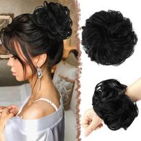 FESHFEN Hair Bun Extensions Messy Curly Hair Scrunchies Plus Size Hairpieces Synthetic Donut Updo Hair Pieces for Women Girls 1.94oz white