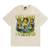 Funny Fiona And Shrek Meme T Shirts Cant Today Im Swamped Graphic Tshirts Unisex Unisex Fashion Humor Cotton Short Sleeve T Shirt S beige