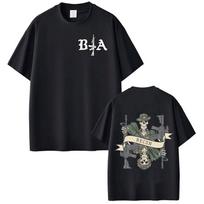 Brothers in Arms Skeleton T Shirts Men's Women Clothing Gothic Retro T-shirt Casual Short Sleeve Oversized T-shirts Streetwear S black