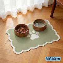 Waterproof Absorbent Pet Feeding Mat Non Slip Backing Wavy Edge Design For Cat Dog Food Bowls Home Daily Use beige