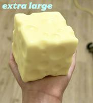 Jumbo Cheese Cube Stress Ball Big Cheese Shapeable Squeeze Ball Non-Bounce Fidget Toy ASMR Sensory Anti-Stress Festival Gift beige