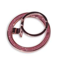MagSafe Magnetic Glitter Phone Ring Holder Stand - Double Ring Metal Zinc Alloy Design rožinio aukso spalvos