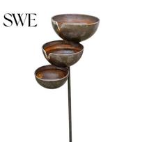 Atsparus šalčiui sodo kuolas Metalinis paukščių fontanėlis Rustic Vintage Lietaus surinktuvas su 3 pakopų lauko dekoratyviniais dubenėliais Bičių laistymo stotelė lauko kiemui terasai A gray