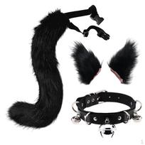 Ausų Lankelis ir Uodegos Kostiumo Rinkinys, Plaukų Smeigtukas , Karnavalui, Cosplay, Unisex, Vaikams & Black_50cm black