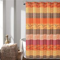Lush Decor Royal Empire Shower Curtain,Tangerine Striped Shower Curtain Orange Bathroom Curtain Boho Decor Fabric Curtains 90x180CM white