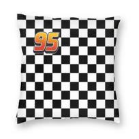 Lightning Mcqueen 95 Galaxy Pillowcase - Double-Sided Printed Cartoon Square Pillow Cover Bedroom Decor Gift Peach skin 18*18(CM)-1Pcs white