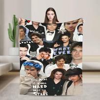 The Vampire Diaries Damon Salvatore TV Series Blanket Decorative Flannel Throw Blanket For Home Decor Warm Soft Bedspread Gift Size: 75*100cm, Weight: 230 GSM black