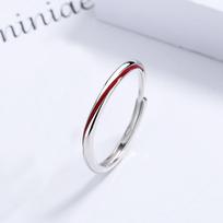 Raudonos linijos Mobius S925 sidabro reguliuojami poros žiedai Adjustable white