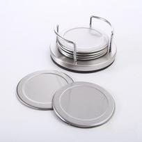 7 dalių rinkinys Nerūdijančio plieno apvalus storas padėkliukas Namų ūkiui Restoranui Kavos valgomojo stalas Madingas kūrybiškas puodelio neslystantis padėkliukas Diameter 10cm&7-piece Set auksas