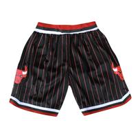 Bulls Retro Siuvinėti Raišteliais Trumpinti Krepšinio Šortai Treniruotėms S black