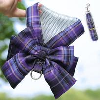 Pet JK plaid dog skirt chest strap leash walking dog cat vest clothes XS (bust 32CM recommended 1-1.5kg pet) gray