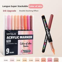 LANGUO 9/27 Colors Acrylic Paint Marker Pens Art Marker Set Flexible Brush Tip DIY Hand Drawn Graffiti Craft Art School Supplies pink