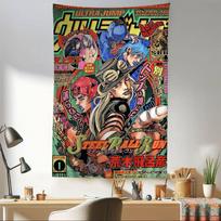 Anime JoJo Bizarre Adventure Tapestry Art Printing Art Science Fiction Room Home Decor Wall Art Decor 100X70CM black
