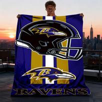 1 vnt. Baltimore Ravens šalmas Lauko flanelinis pledas Minkštas, jaukus, šiltas visais sezonais, skalbiamas mašinoje, 75X95CM black