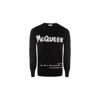 Alexander McQueen Graffiti Logo Intarsia Knitted Jumper 626454Q1WZL1006 S juoda