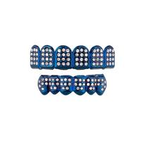 Anti Slip Teeth Grillz Caps Eco-friendly Copper Teeth Jewelry Teeth Grillz Top Bottom Set  Cosplay Style 1 White blue