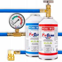 Car AC Refill Kit with R134A Refrigerant Gas & 3-in-1 Gauge