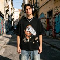 2026 Summer Men's MJ Michael Jackson Printed Cotton Neutral O-Neck Short Sleeve Men's/Women's Fashion Hip Hop T-shirt Fan Gift S black