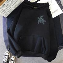Casual Sea Turtle Print Hoodies Beach Malibu Surfing Diving Seattle Beach Graphic Sweatshirt Hoody Women Graphic Hooded Clothes S black