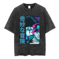 JoJo's Bizarre Adventure Dio Brando  Do You Believe in Gravity?  Vintage Washed Oversized T-Shirt | Unisex Anime Streetwear Tee L black