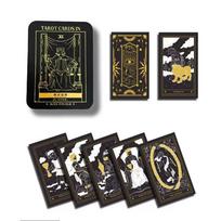 Mystic Noir Elegant Black & Gold Tarot Deck, Full 78-Card Set in Metal Tin, 10*6cm Travel-Size Deck for Wisdom and Guidance juoda