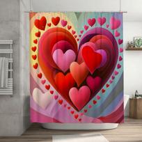 Vibrant Multi-Heart Shower Curtain - Waterproof, Mildew-Resistant, Machine Washable For Romantic Bathroom Decor W60H190(CM)-1 Pcs red