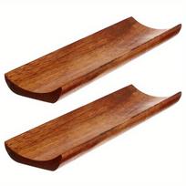 2PCS Sushi Plate Tray Serving Plates Wooden Platter Dish Set Sashimi Japanese Display Boat Wood Dessert Food Appetizer Board brown