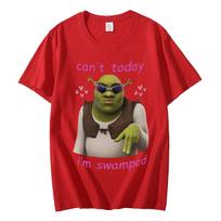 Cant Today Im Swamped Funny Shrek Meme T Shirt Harajuku Cartoon Style Tshirts Unisex Women Fashion Casual Short Sleeve Tshirt 4XL red