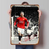 Cristiano Ronaldo Funny Tinplate Poster Customized Wall Art Vintage Metal Signs Retro Tin Plaque for Coffee Bar Accessories Home 20X30CM black