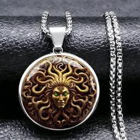 Vyriškas Medūzos Universalus Nerūdyjantis ir Dilimui Atsparus Madingas Gatvės Hip-hop Stiliaus Pakabukas Karoliai 50cm(Necklace Size) black