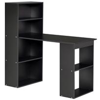 120cm Computer Desk, Wooden PC Laptop Table with 6-Tier Storage Bookshelves, Home Office Working Study Desk, Writing Workstation, Black 120 x 55 x 120 cm