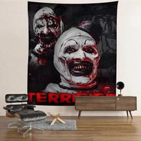Soul-Killing Phantom Tapestry, Blood-Eyed Clown, Terrifying Haunted House, Halloween Party Decoration 100X70CM gray