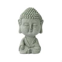 Buddha Statue StoneLike Figurine Textured Collectible for Buddhists, Collectors, Peace gray