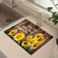 1Pcs Rubber Drying Mat With Sunflower Pattern For Coffee Shop Restaurant Kitchen Carpet Tableware Durable Diatom Mud Table Mat Pet Mat Coffeeware 30cmX40cm gray