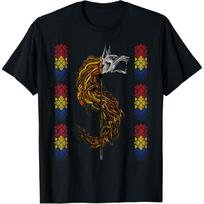 Romanian Flag Traditional Motifs Dacian Wolf T-Shirt S juoda