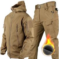Žieminiai vandeniui atsparūs striukių komplektai vyrams lauko softshell žygio striukės kostiumas flisinės kargo kelnės XS