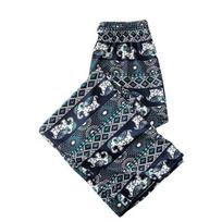 Women's High Waist Wide Leg Pants Loose Fit Boho Elephant Printed Casual Trousers Beach Palazzo Pants SIZE black