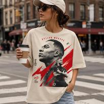 Kylian Mbappe Futbolo Grafinis Tribute Marškinėliai, Futbolo Gerbėjo T-shirt, Ivory Comfort Colors Dovana Moterims Raudona Juoda Žaidėjo Plakato Stiliaus Dovana M beige
