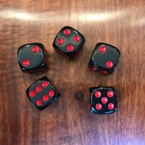 5Pcslot New 16Mm Acrylic Red Dot Black Rounded Dice Play Game Dice 6 Sides Teaching Assistant Dice black