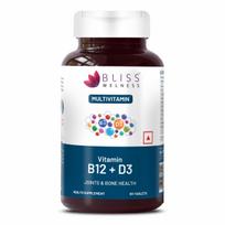 Bliss Welness B12 ir D3 vitaminų tabletės | Su esminiais B12 ir D3 vitaminais | Palaiko kasdienį maistinių medžiagų poreikį ir normalias organizmo funkcijas | Dėl Rou