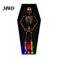 Interactive Halloween Music Box Dancing Skeleton in Casket, Light Up Musical Toy with Scary Prop LED Lights, Spooky Animated Decor, Party Haunted juoda