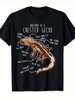 Crested Gecko Lizard Reptile Anatomy, Pet Harelquin Crestie T-Shirt.jpgSame styl L black